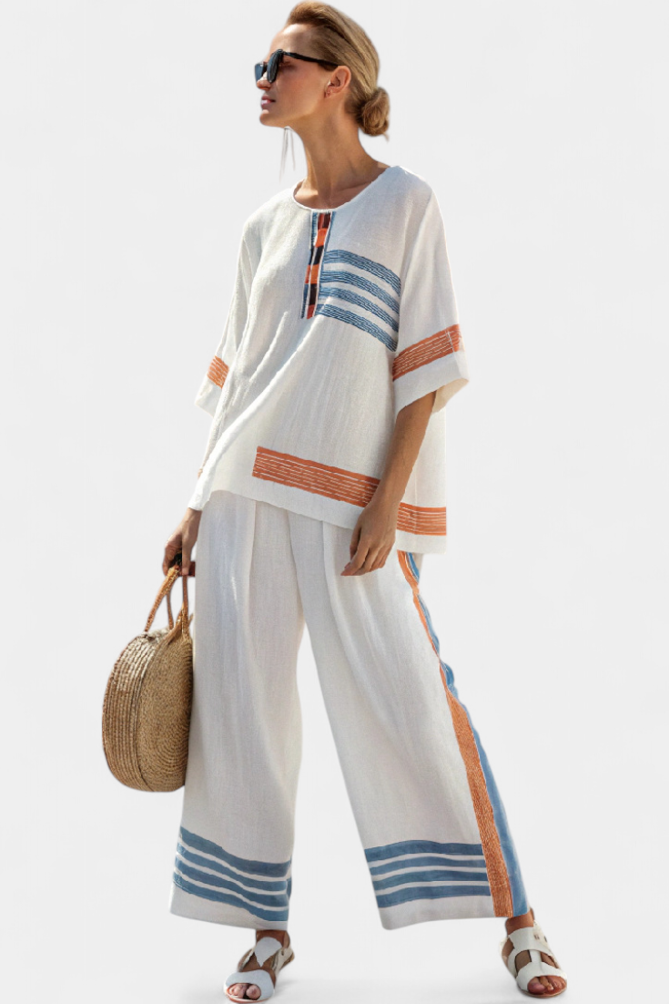 Marcella | Elegant Contrast Linen Set