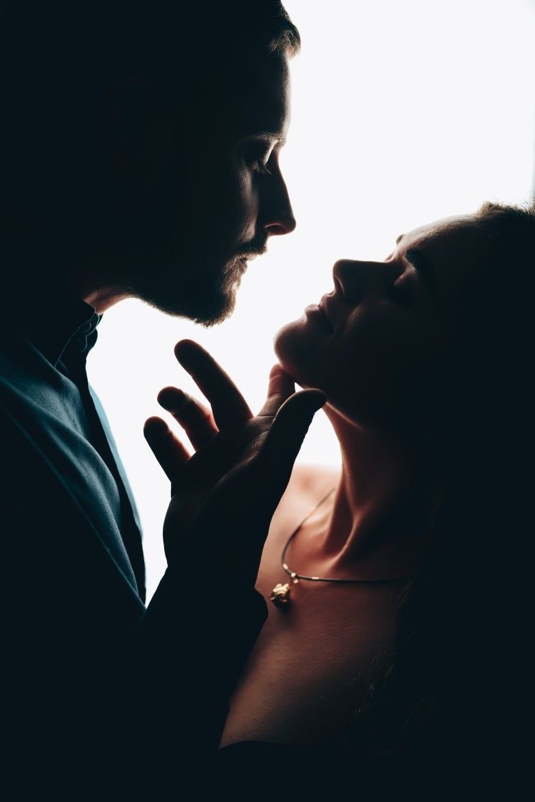 Couple in an intimate embrace