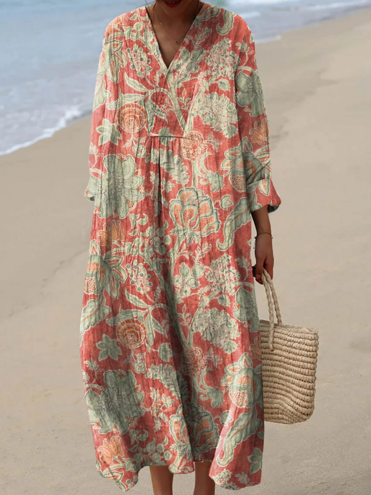 Women's Vintage Lovely Floral Art Print Dress